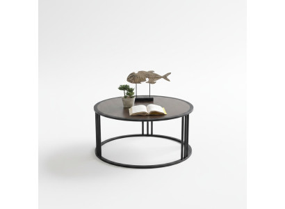 Salle de séjour Table basse Table d'appoint Table en acier inoxydable Meubles Noir Rond