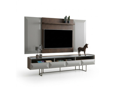 Groupe TV-cabinet Lowboard Meuble TV Buffet Panneau 2 pièces Bois Marron Étagère