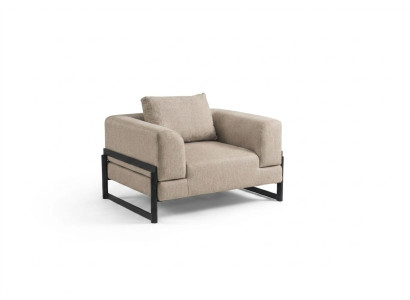 Fauteuil simple en tissu gris en polyester pour une personne, nouveau fauteuil de salon à dossier haut.