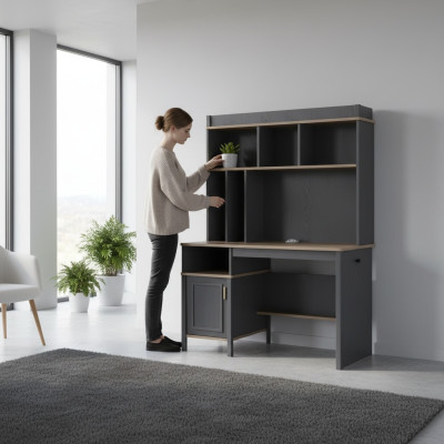 Étagères de bureau Bureau d'ordinateur Bureau en bois Gris Chambre d'enfants