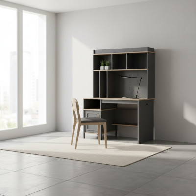 Étagères de bureau Bureau d'ordinateur Bureau en bois Gris Chambre d'enfants