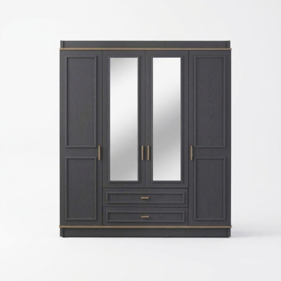 Armoire Armoire pour enfants Armoire en bois Miroir Armoire en bois gris