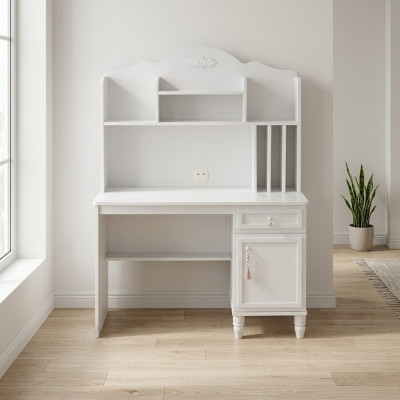 Étagères de bureau moderne Bureau d'ordinateur Bois Blanc Chambre d'enfant Table