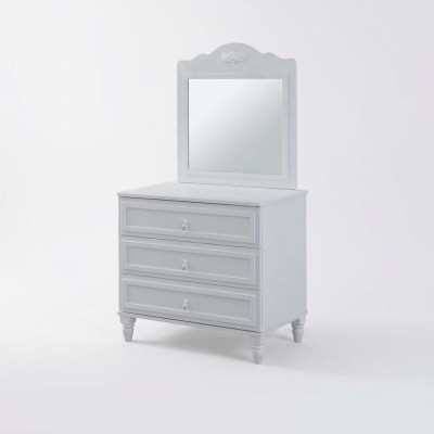 Suite de commode avec miroir Ensemble de chambre en bois blanc Table console