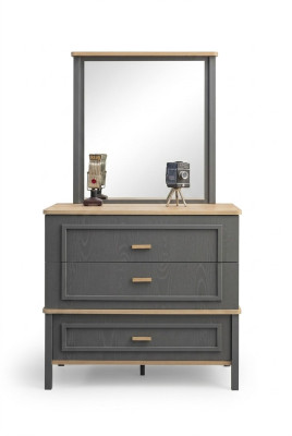 Suite commode avec miroir Chambre en bois Gris Ensemble Table console