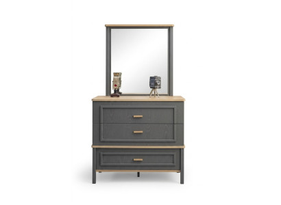 Suite commode avec miroir Chambre en bois Gris Ensemble Table console
