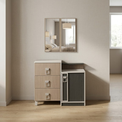 Chambre Commode Suite avec Miroir Bois Marron Ensemble Console
