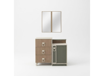 Chambre Commode Suite avec Miroir Bois Marron Ensemble Console