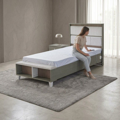 Cadre de lit Lit pour enfants Lit Chambre d'enfants Meubles de chambre d'enfant Gris Bois
