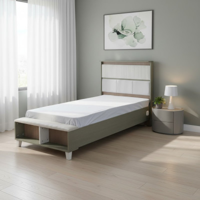 Cadre de lit Lit d'enfant Lit Chambre d'enfant Cadre de lit Gris Bois Lits