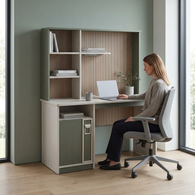 Étagères de bureau Bureau d'ordinateur Bois Gris Chambre d'enfants Table Enfants