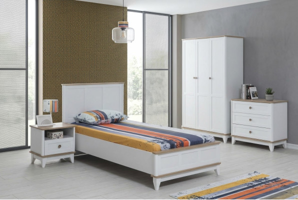Lit d'enfants Cadre de lit Lit Chambre d'enfants Meubles de chambre d'enfants Blanc Bois
