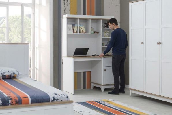 Holztisch Schreibtisch Regale Computertisch Holz Weiß Kinderzimmer