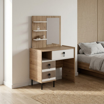 Coiffeuse avec miroir Suite en bois Chambre Marron Ensemble de console
