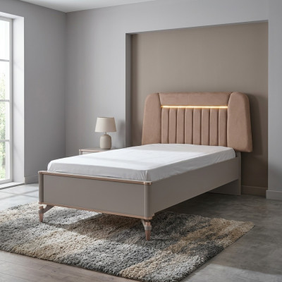 Lit pour enfants Cadre de lit Lit Chambre d'enfants Cadre de lit Rose Tissu LED
