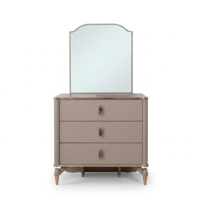 Commode avec miroir Ensemble en bois Chambre d'enfants Beige Console Set