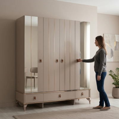 Armoire armoire pour enfants armoire en bois Armoire bois Beige Miroir