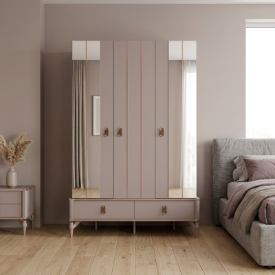 Armoire de luxe Armoire enfant Armoire en bois Armoire beige Miroir