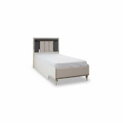 Lit de luxe pour enfants Cadre de lit Lit Chambre d'enfants Cadre de lit en tissu beige