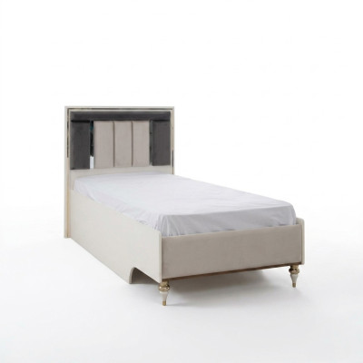 Lit d'enfants Cadre de lit Lit 120cm Chambre d'enfants Cadre de lit en tissu beige