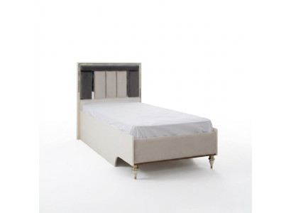 Lit d'enfants Cadre de lit Lit 120cm Chambre d'enfants Cadre de lit en tissu beige