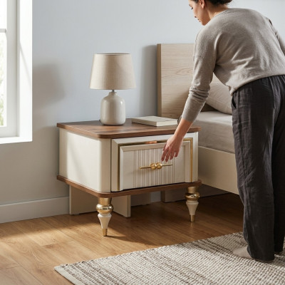 Table de chevet Chambre d'enfants Nachtkosolen Consoles Bois Moderne Beige Table