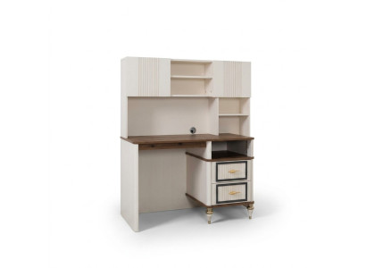 Schreibtisch Schreibtisch Computertisch Beige Büromöbel Holz Tisch Regale