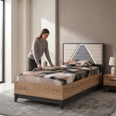 Lit 120 cm Lit enfant Cadre de lit Chambre d'enfants Marron Bois Lits neufs