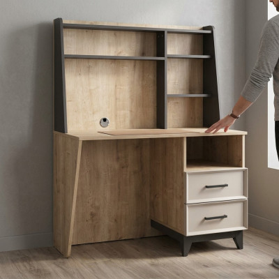 Bureau Bureau d'ordinateur Marron Mobilier de chambre d'enfant Table en bois Étagères