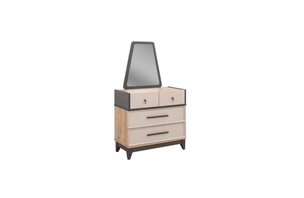 Groupe de commode avec miroir en bois, chambre d'enfant beige, console.