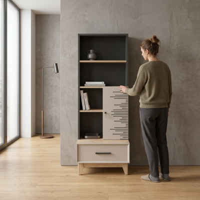 Étagère Armoire Chambre d'enfants Étagère Bois Armoire Gris Bureau