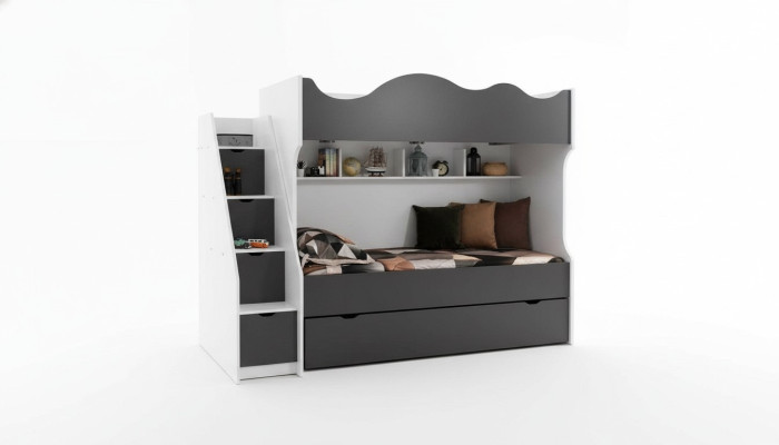Lit superposé, Lit enfant, Mobilier pour enfants Gris, Ensemble moderne pour enfants