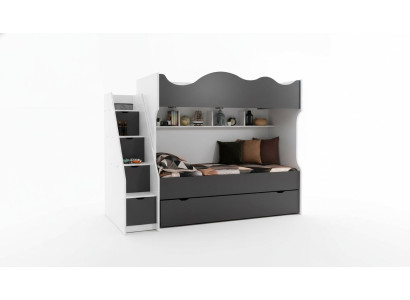 Lit superposé, Lit enfant, Mobilier pour enfants Gris, Ensemble moderne pour enfants