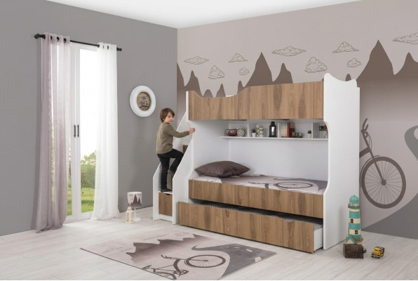 Lit d'enfant Lit superposé Lit Mobilier pour enfants Blanc Suite Moderne Enfants