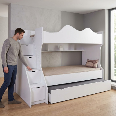 Lit superposé blanc Lit d'enfants Lit Mobilier pour enfants Suite Enfants moderne