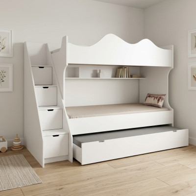Lit superposé blanc Lit d'enfants Lit Mobilier pour enfants Suite Enfants moderne