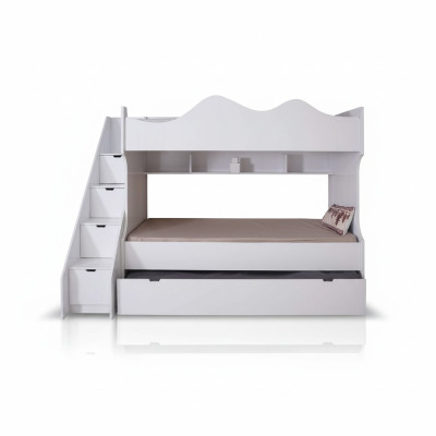 Lit superposé blanc Lit d'enfants Lit Mobilier pour enfants Suite Enfants moderne