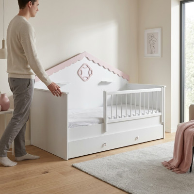 Lit de parc pour enfants Blanc Lit en bois Moderne