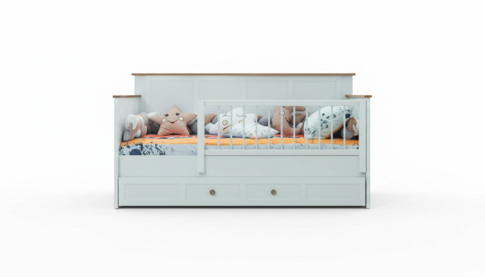 Lit pour enfant, parc pour enfant, lit bébé en bois blanc, lit moderne.