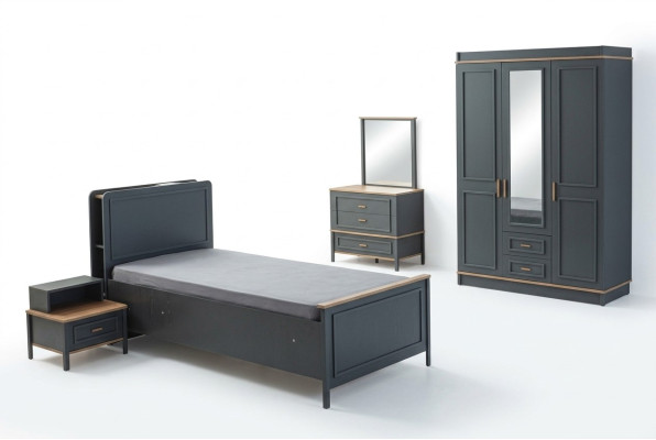 Ensemble de meubles pour enfants pour chambre d'enfants lit enfant lit enfant en bois gris ensemble 5 pièces