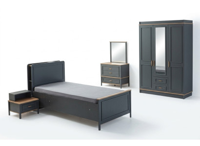 Ensemble de meubles pour enfants pour chambre d'enfants lit enfant lit enfant en bois gris ensemble 5 pièces