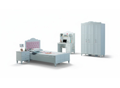 Complet ensemble de meubles pour enfants Lit pour enfants Bois Ensemble 4 pièces Chambre d'enfant Blanc