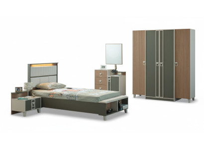 Ensemble de meubles pour enfants Complete Childrens Bed en bois gris 5 pièces pour la chambre d'enfants.