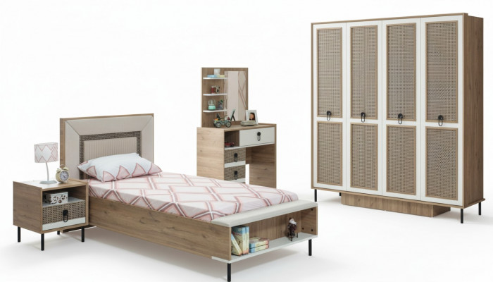 Chambre d'enfants Suite Lit Lits pour enfants Meubles pour enfants Marron Bois Ensemble 5 pièces