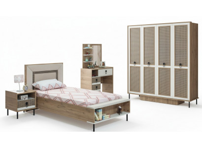Chambre d'enfants Suite Lit Lits pour enfants Meubles pour enfants Marron Bois Ensemble 5 pièces