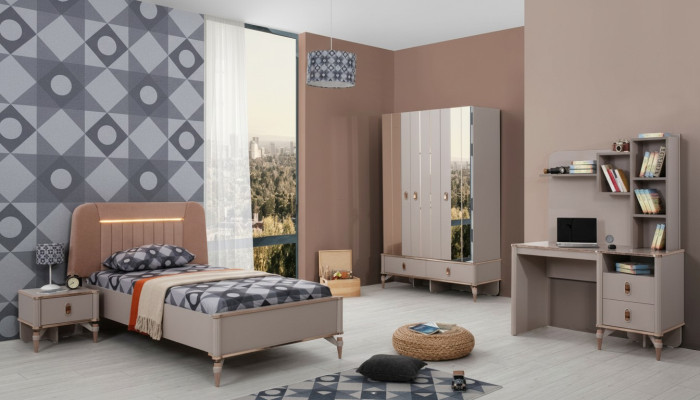 Meubles pour enfants chambre de filles lit pour enfants lit d'enfant bois beige ensemble de 4 pièces