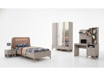 Meubles pour enfants chambre de filles lit pour enfants lit d'enfant bois beige ensemble de 4 pièces
