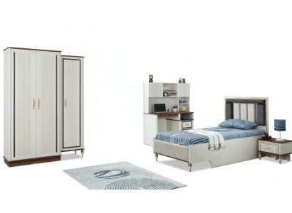Lit complet pour jeunes enfants ensemble de meubles d'enfants lit blanc en bois 4 pièces modernes