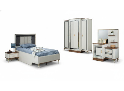 Suite Chambre Enfant Lit Lit Enfant Mobilier Enfant Blanc Bois Ensemble 5 pièces
