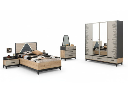 Suite Chambre d'enfants Lit Lit d'enfants Marron Bois Ensembles Lit de jeunesse 5 pièces